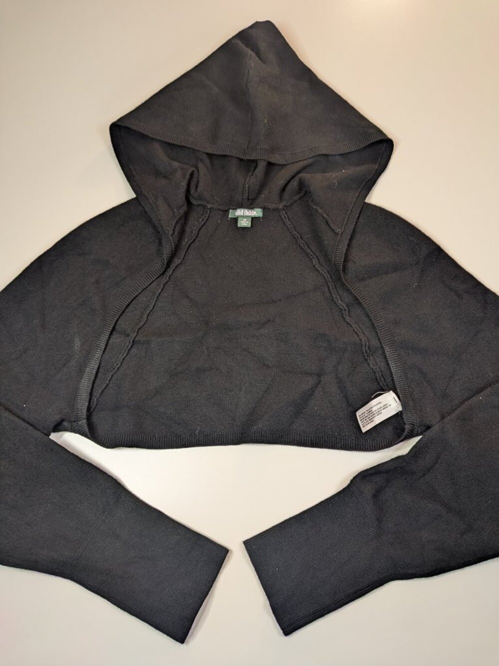 Wild Fable Women’s XS Black Cropped Bolero Hoodie Long Sleeve Shrug Sweater